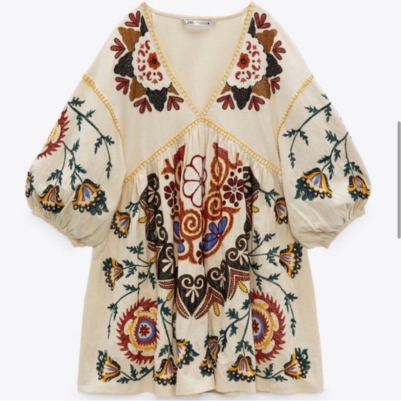 Zara Multicolor Embroidered Dress - Picture 1 of 4
